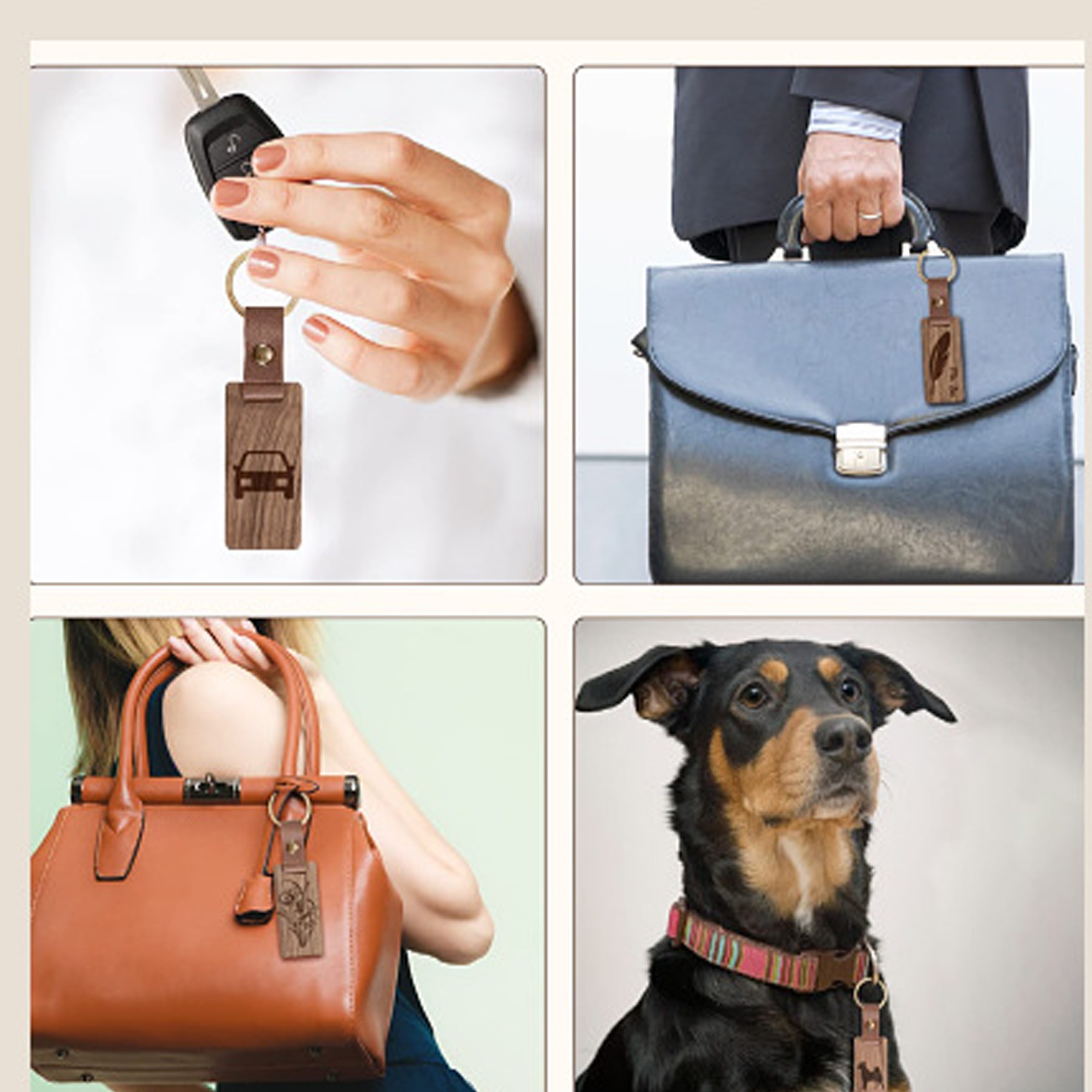 Wood And Leather Motivational Key Chains With Key Rings 1