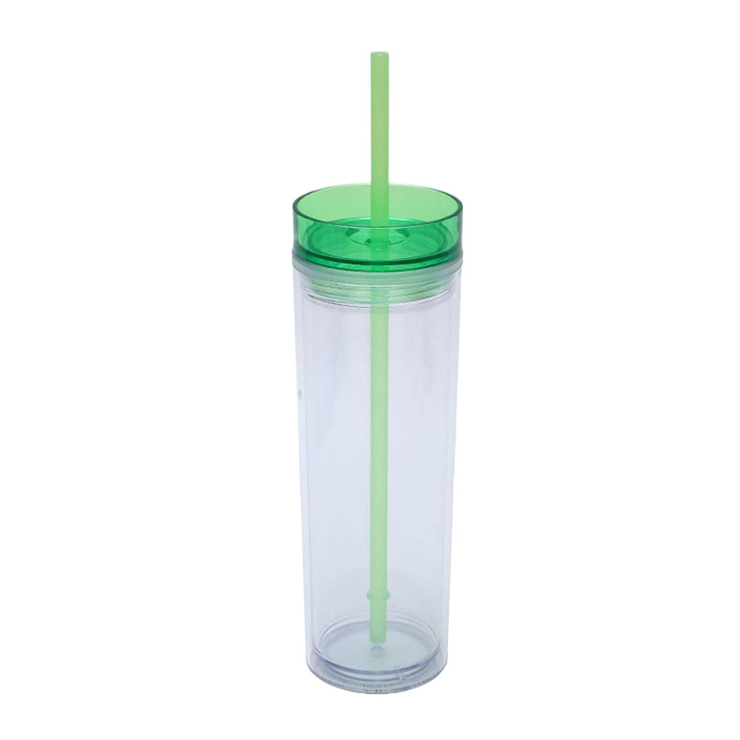 16oz Clear Double-Walled Plastic Tumbler w/ Straw 9