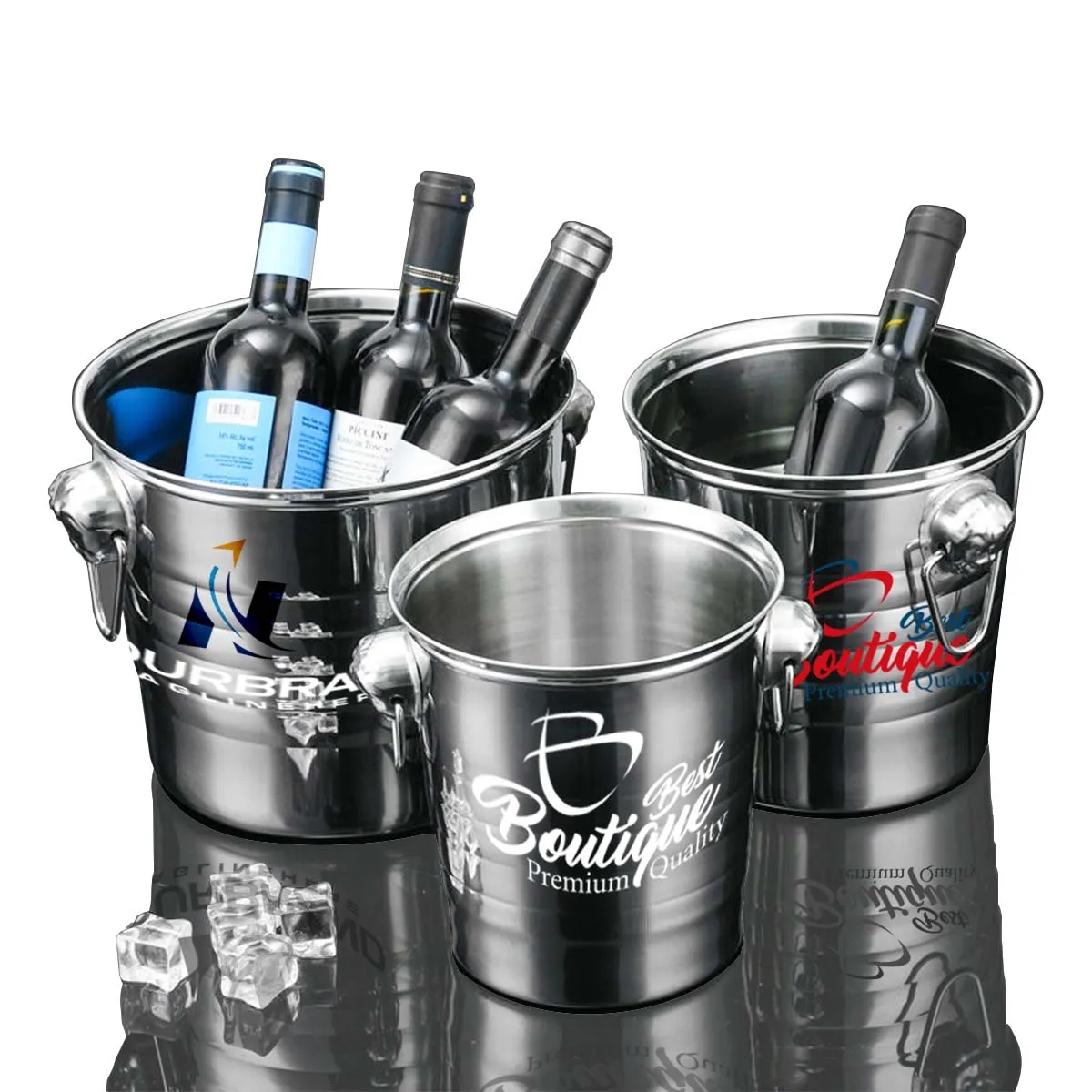 3L 5L 7L Custom Stainless Steel Pails Conical Ice Buckets 2