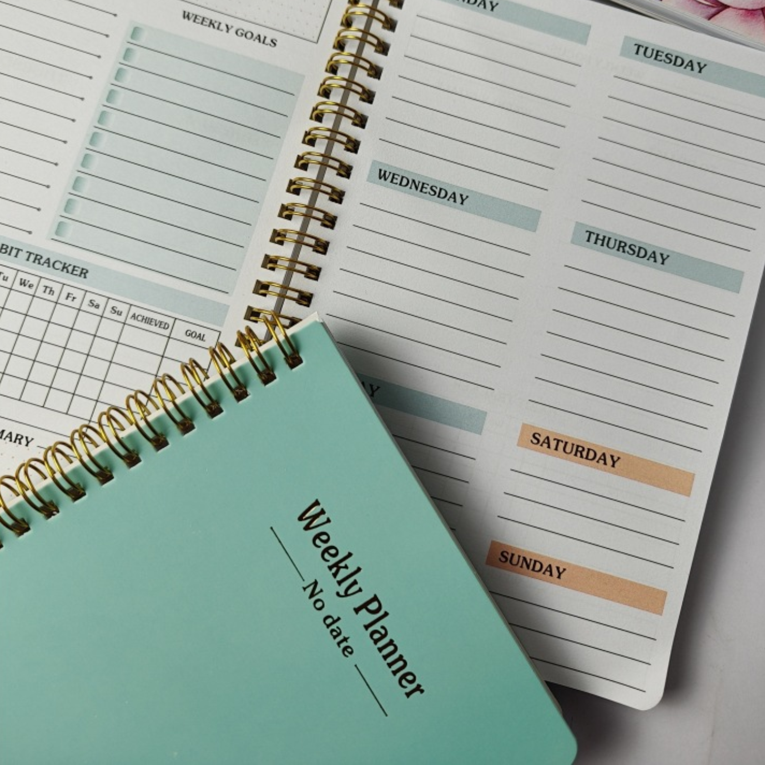 A5 Weekly Planner Spiral Hardcover Notebook w/ Elastic Band 3