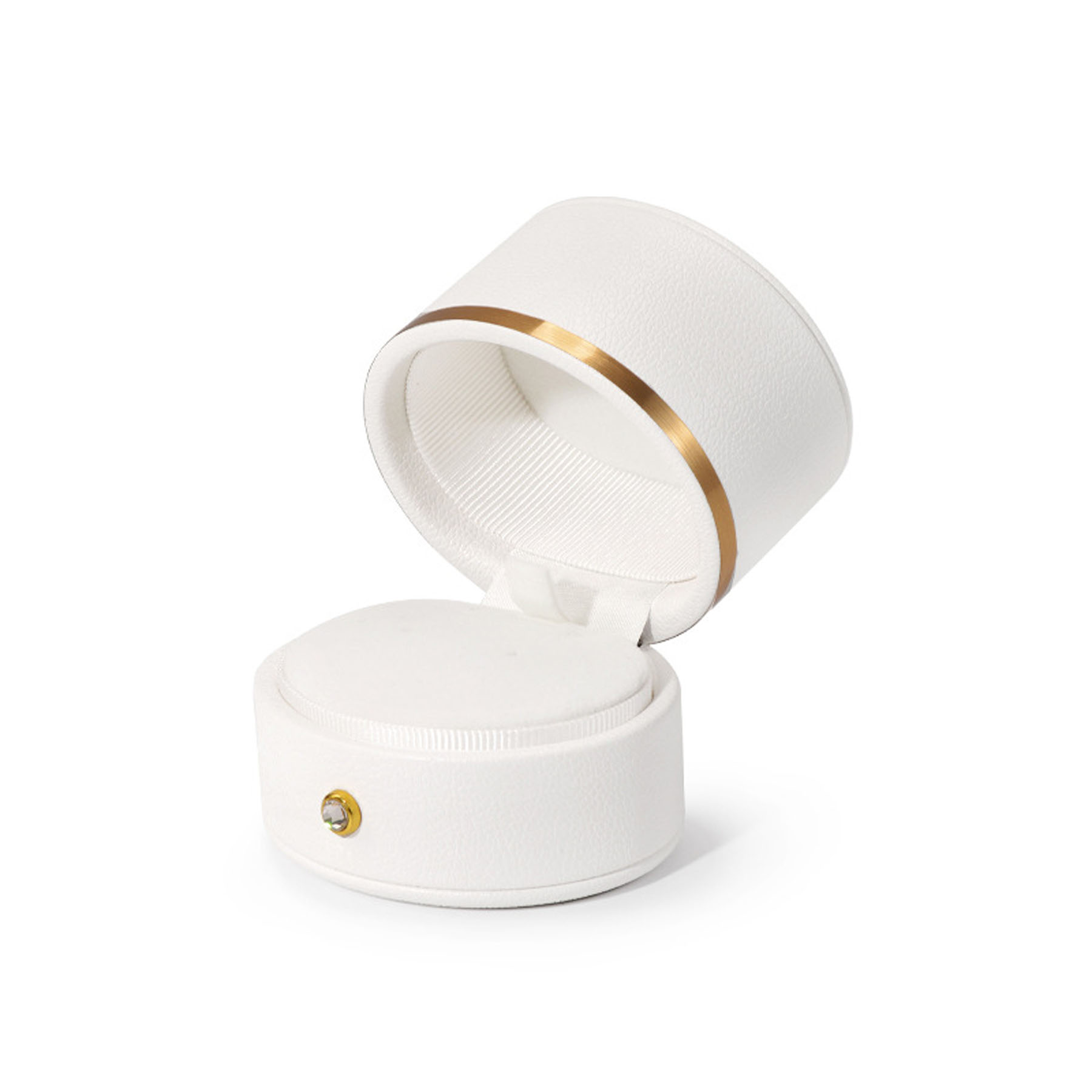 Elegant Round PU Leather Jewelry Box 1