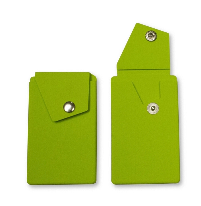 Adhesive Silicone Phone Wallet w/ Snap Closure 2