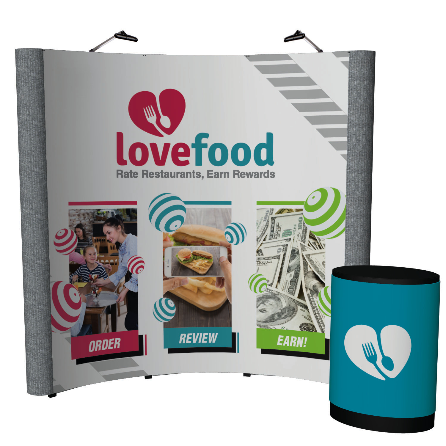 8' Echo Pop-Up Display Kit (Mural with Fabric Ends and Lights) 8