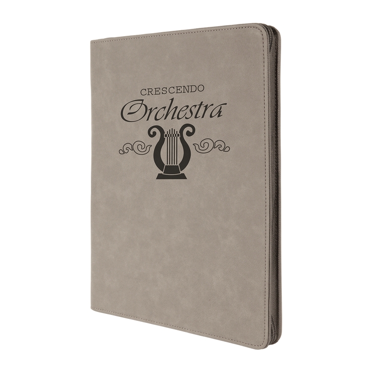 9" x 12" Leatherette Gray Portfolio with Zipper 11