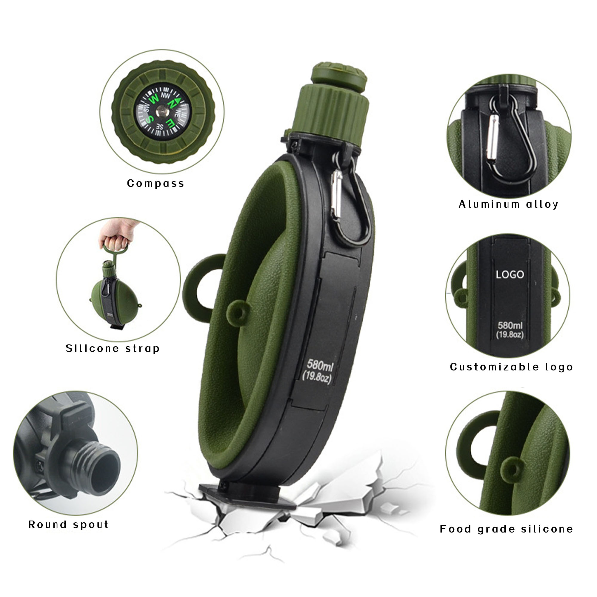 Outdoor Portable Compass Water Cup 2