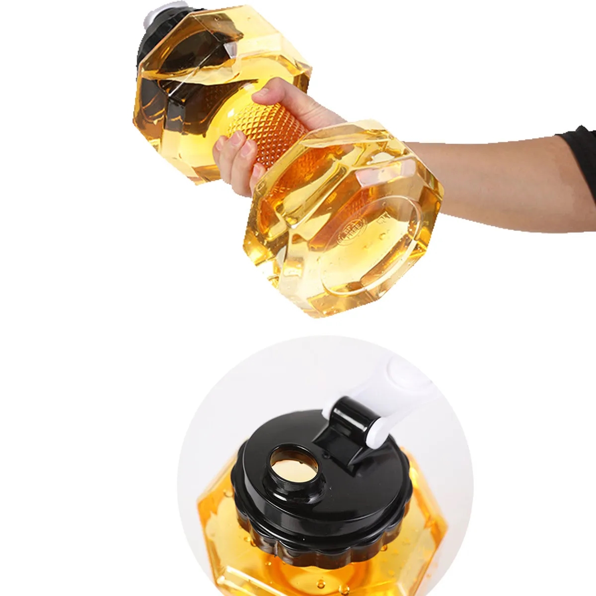 64oz. Half Gallon Dumbbell Shaped Plastic Gym Water Bottle 2