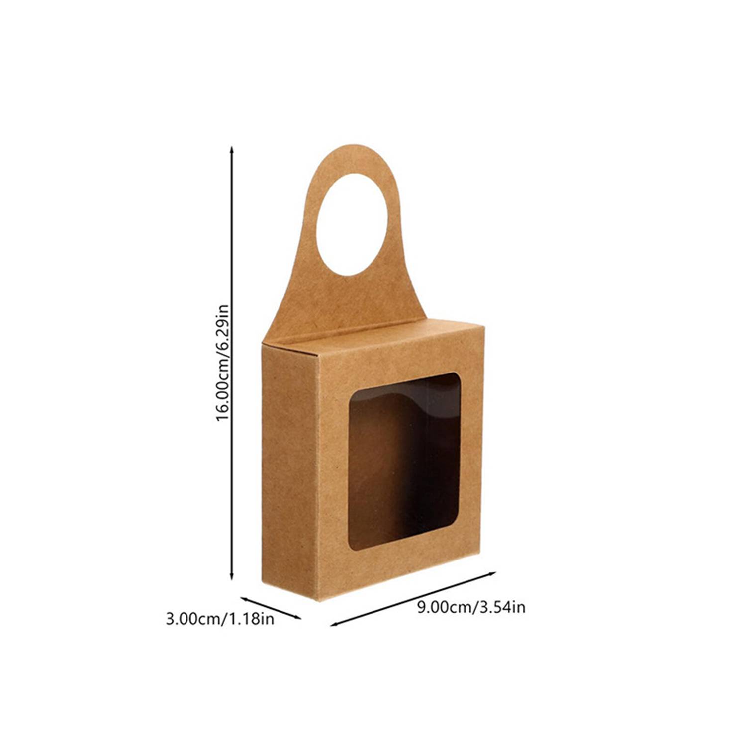 Kraft Paper Wine Bottle Box w/ Window Hanging Foldable 1