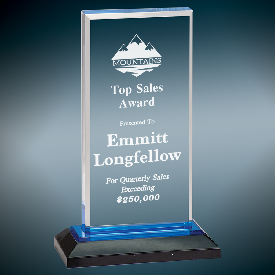 5X8 Blue Beveled Impress Acrylic Award