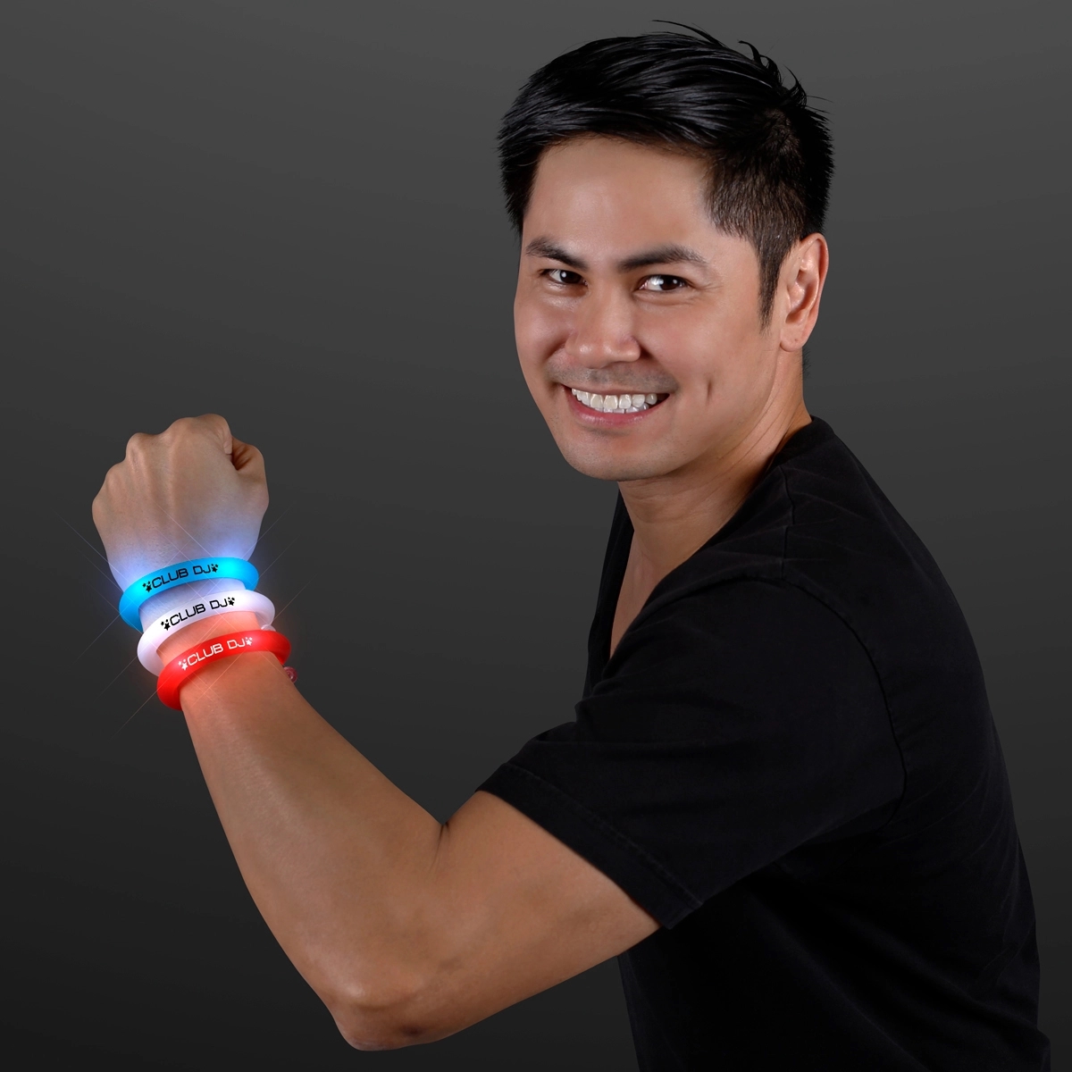LED Flash Tube Bracelets - Assorted Red, White & Blue 4