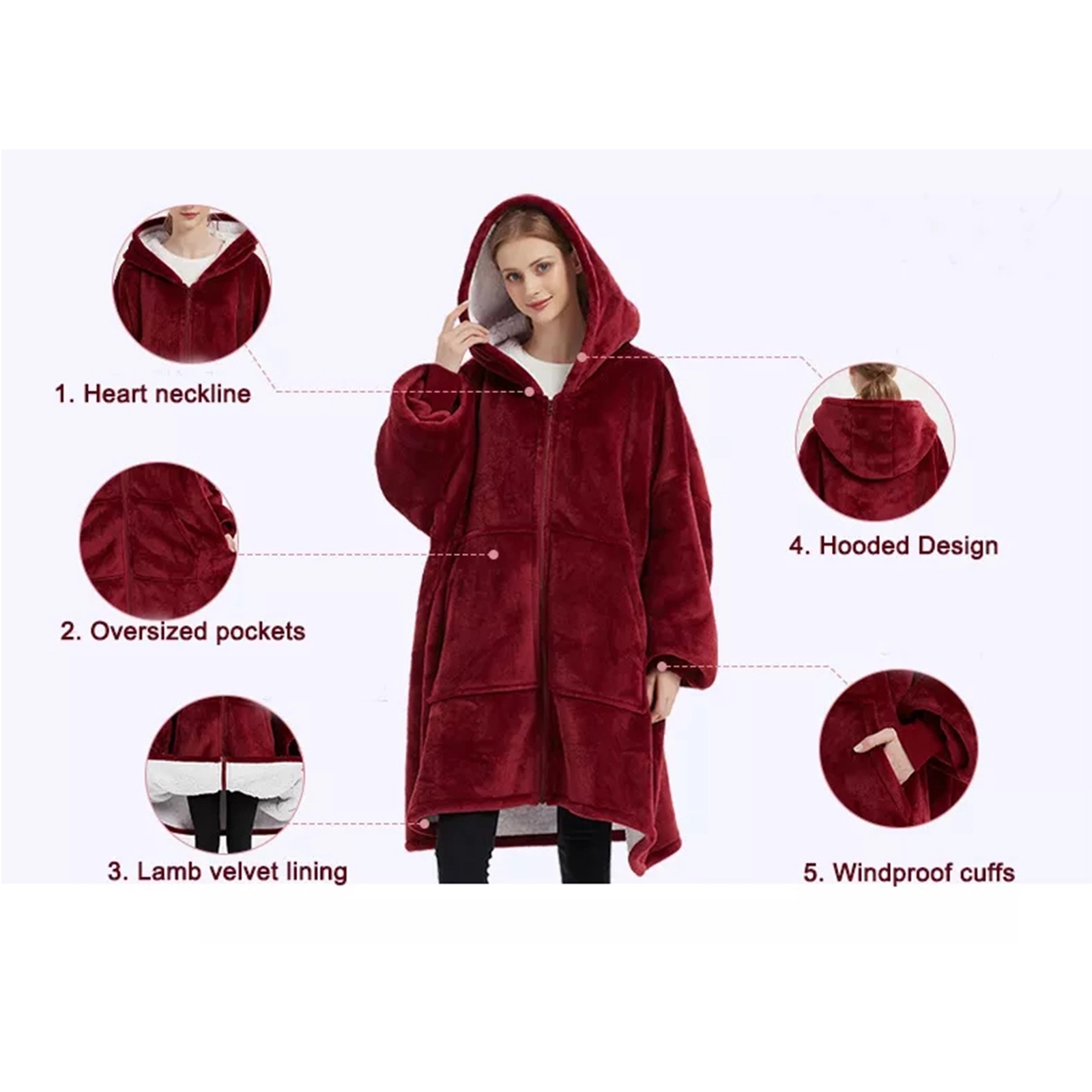 Oversized Microfiber & Sherpa Wearable Blanket, custom hoodie or sweatshirt with logo imprint 1