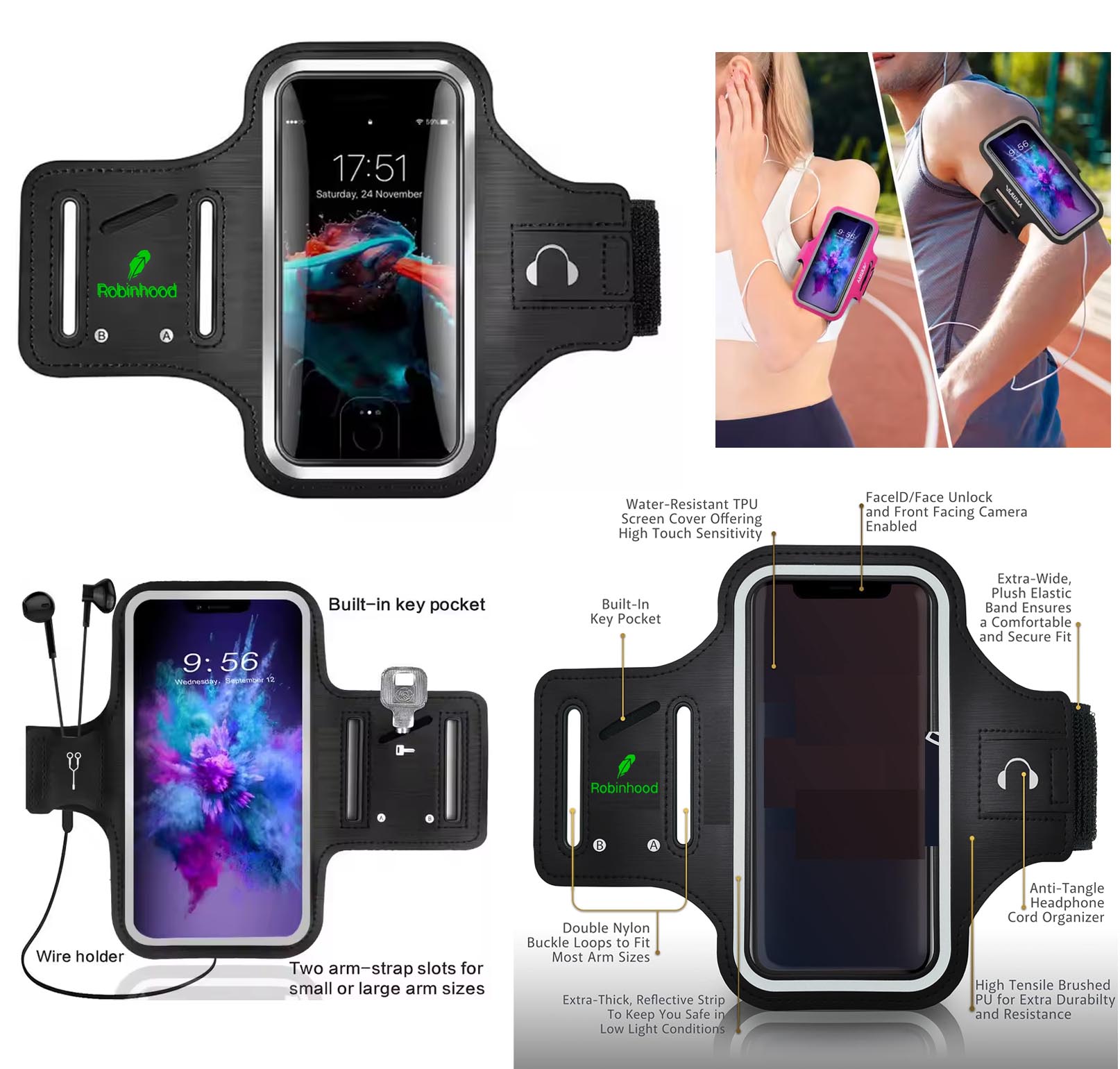 iBank ® Running Sport Armband compatible with iPhone 17,16,15 & Galaxy phones 1