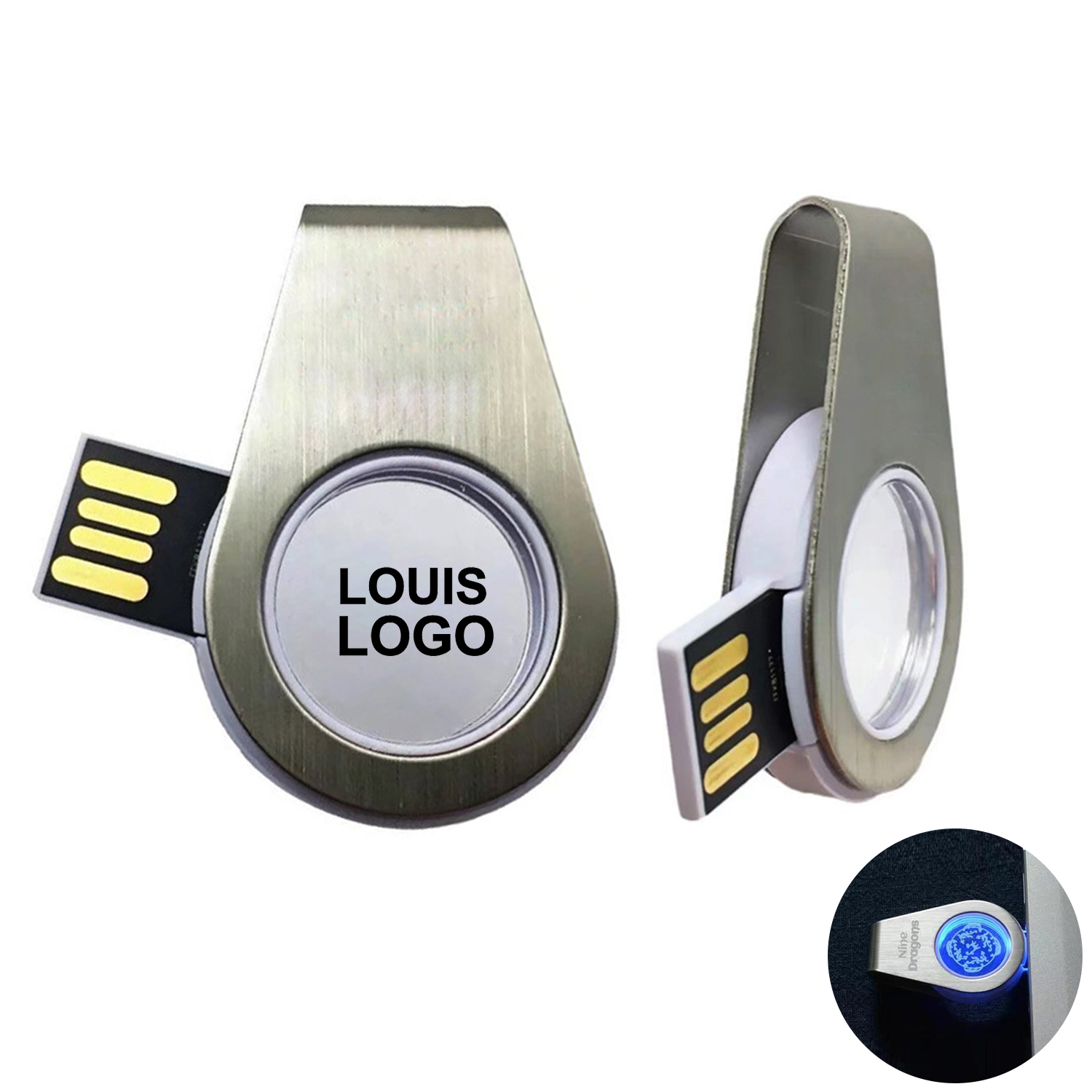 16G Light Up 360 degrees Rotating Acrylic USB 6