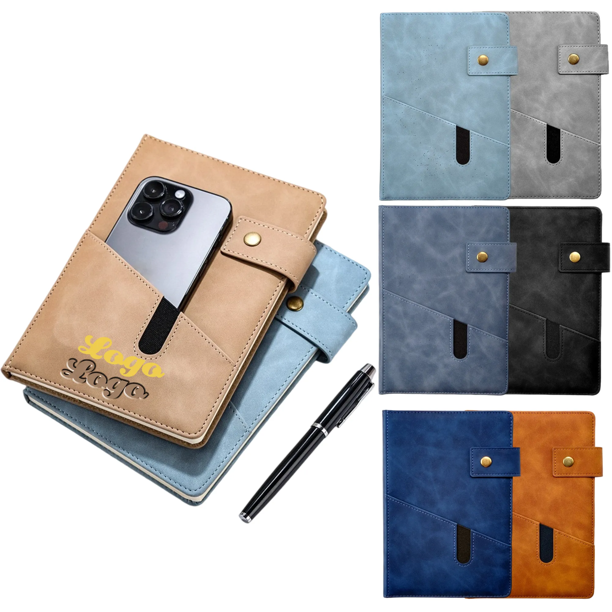 Leather Notebook With Phone Pocket Ideal For Office And Gift