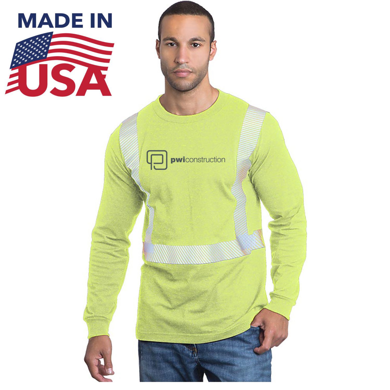 Class 2 USA-Made 100% Cotton Segmented Safety Long Sleeve T-Shirt 1