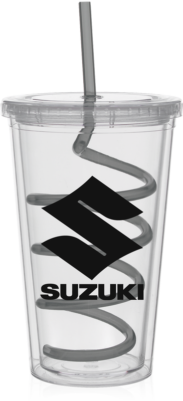 Carnival Cups-Color Curly Straw, Clear Lid 24