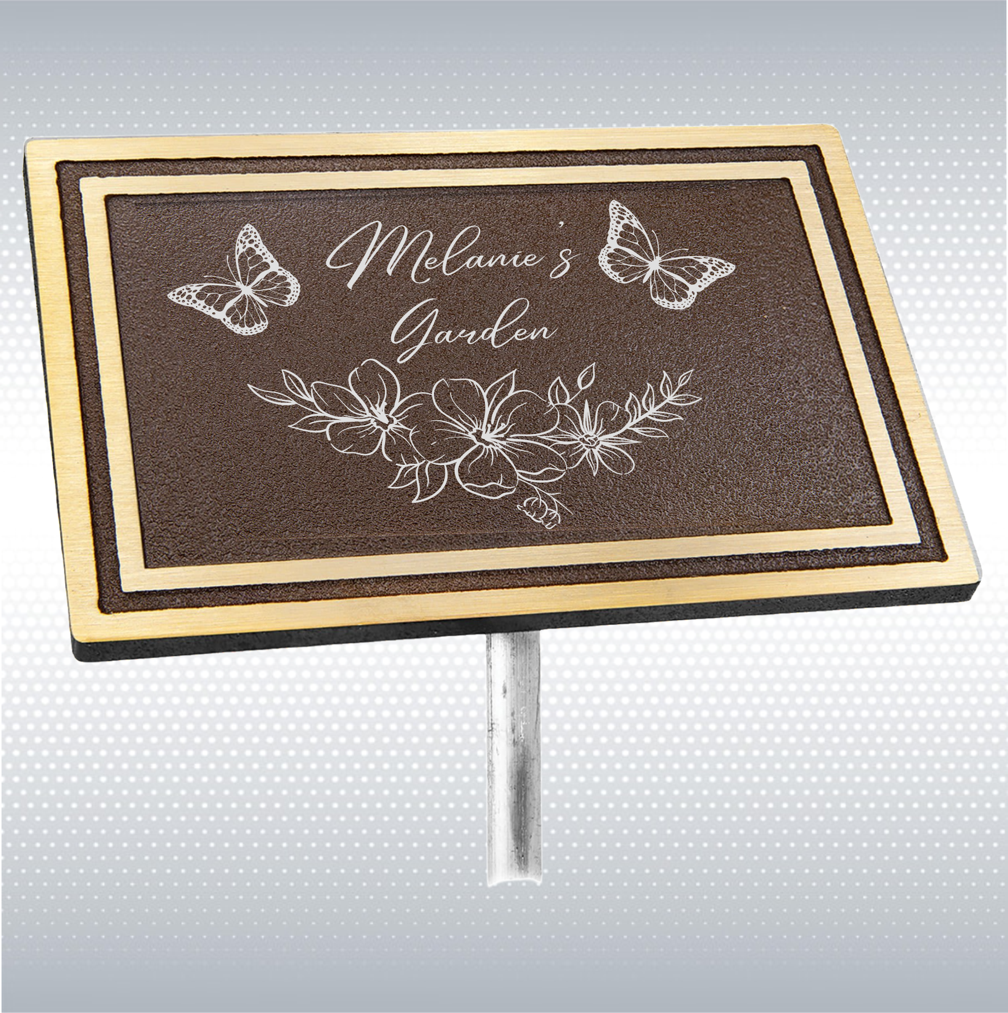 Bronze/Brown Rectangle Solid Cast Aluminum Sign with 24" Aluminum Rod (6"x4") 10