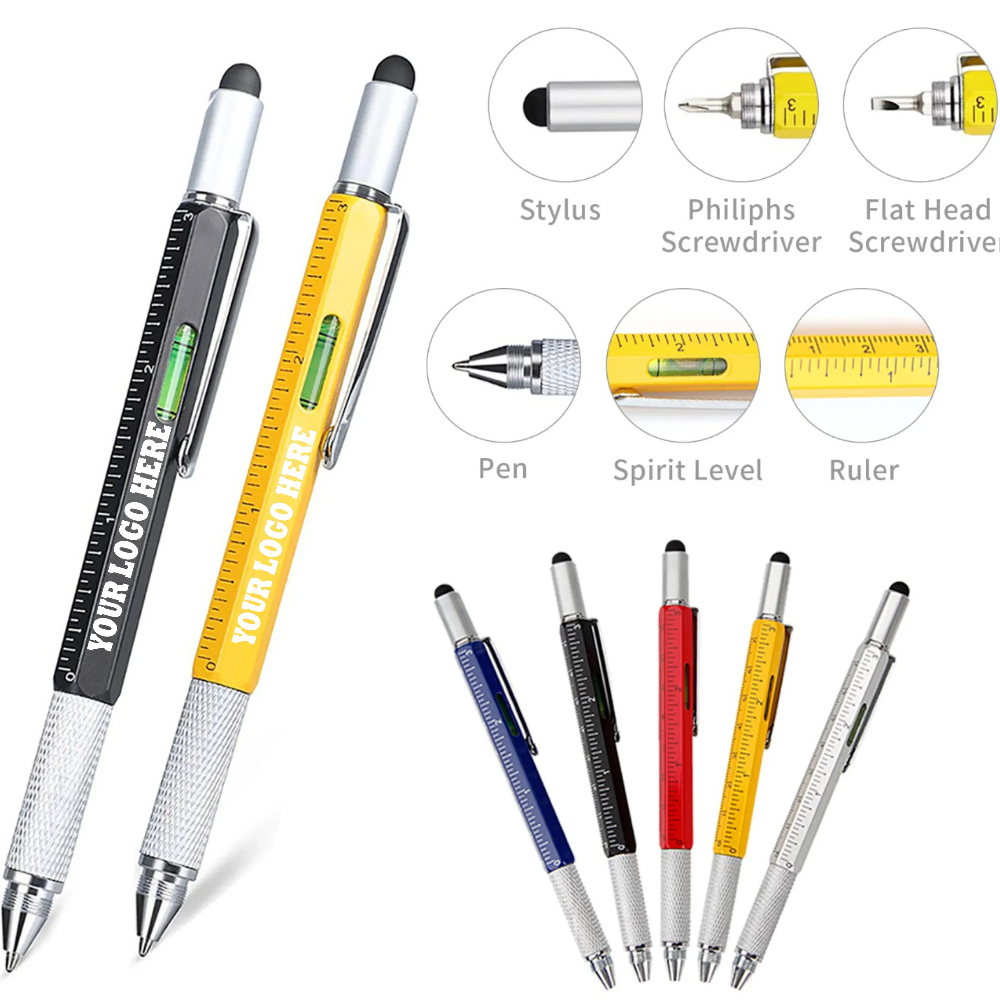 MOQ 100PCS 6-in-1 Multifunction Stylus Pen 1