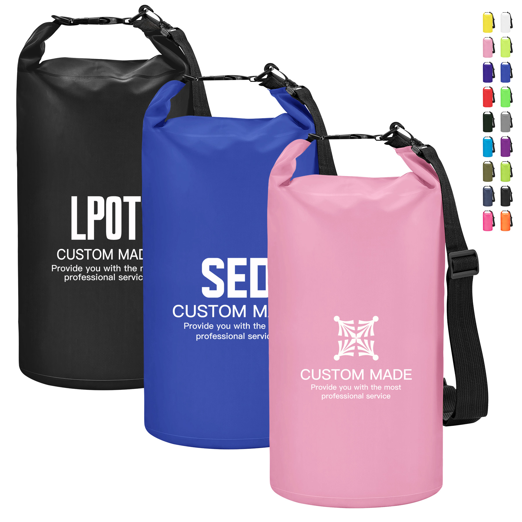 25L PVC Bucket Shaped Double Shoulder Dry Bag 12