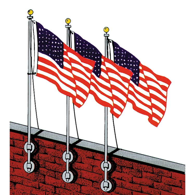 10' Vertical Wall Mounted Flagpole Set with Brackets 1