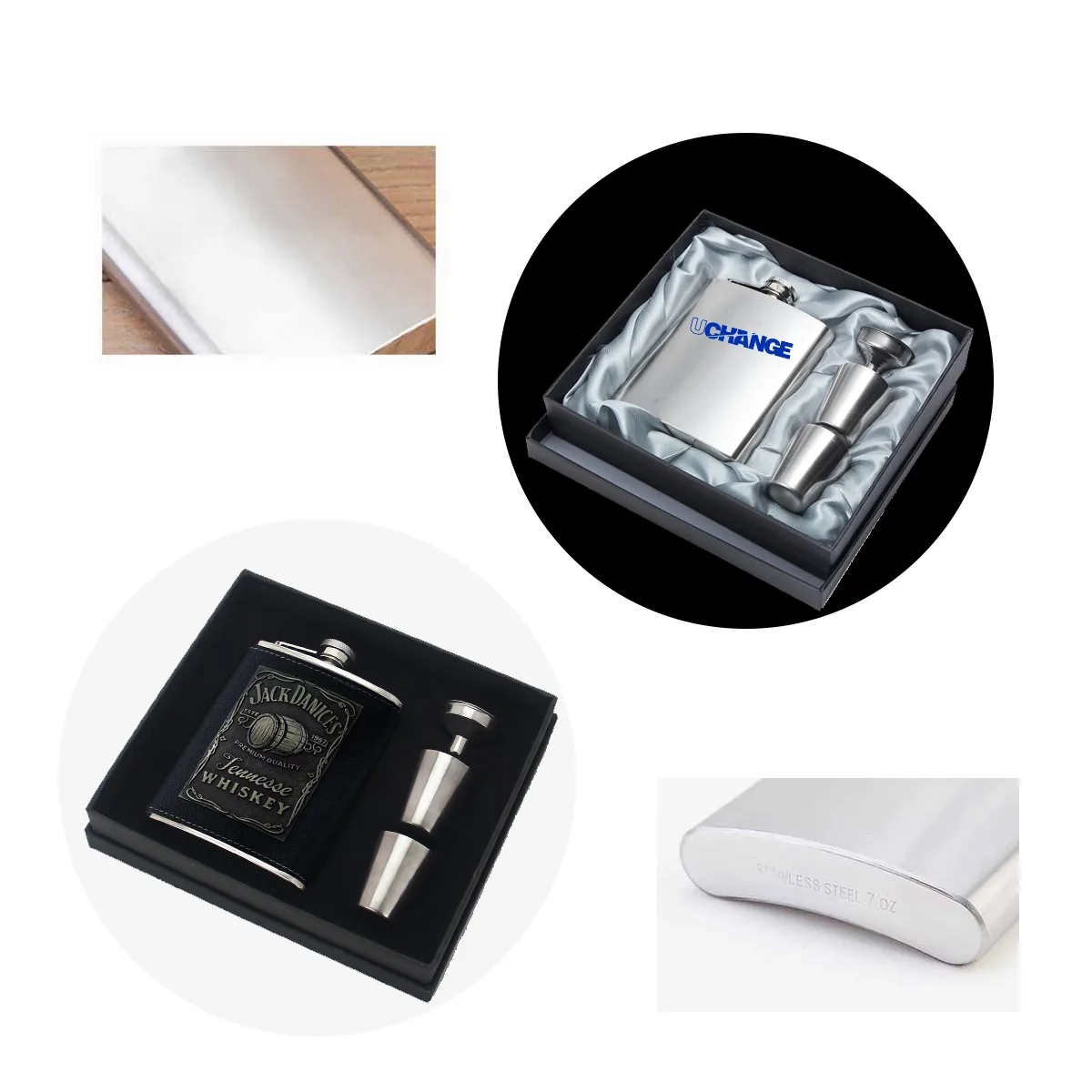 Stainless Steel Hip Flask Gift Set With Cups And Funnel 2
