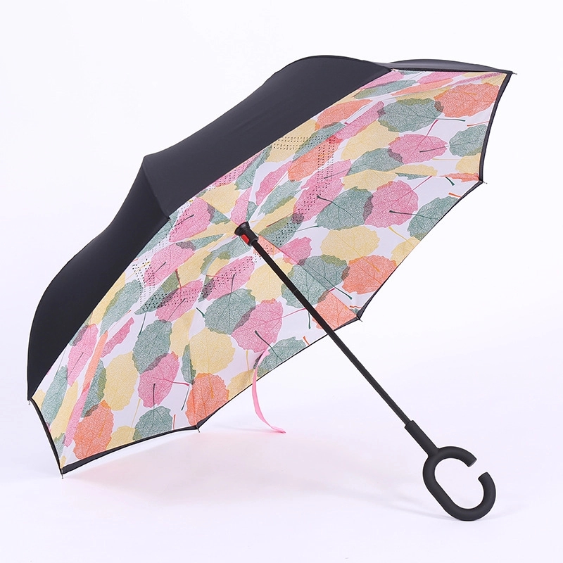 Custom Outdoor Travel C-Handle Reverse Umbrella 6