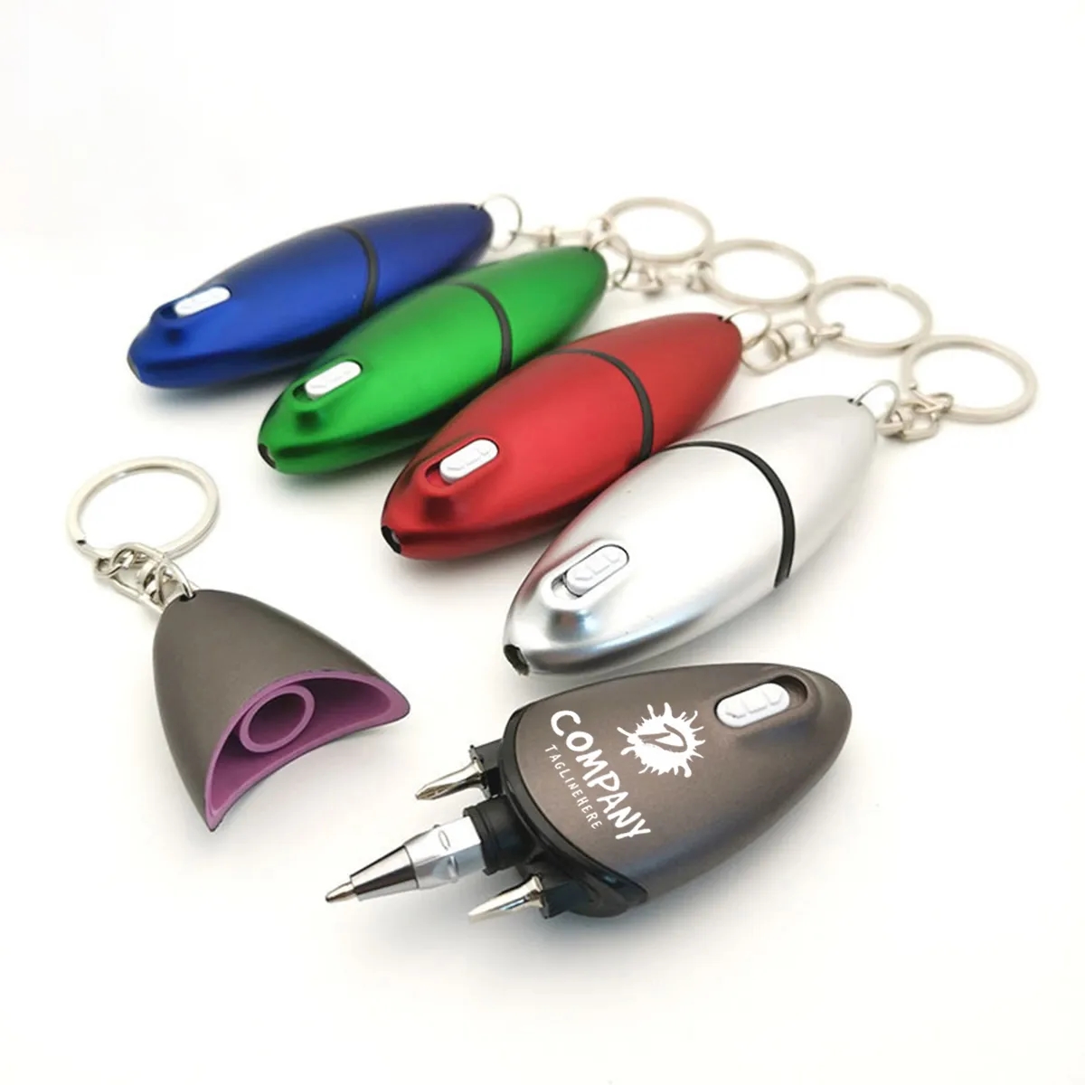 Multi Tool Keychain With Ballpoint Pen Led Screwdriver 1