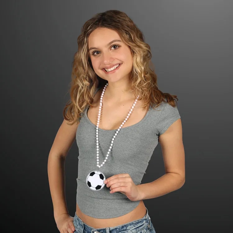 Soccer Ball Medallion with Beaded Necklace (Non Light Up) 6