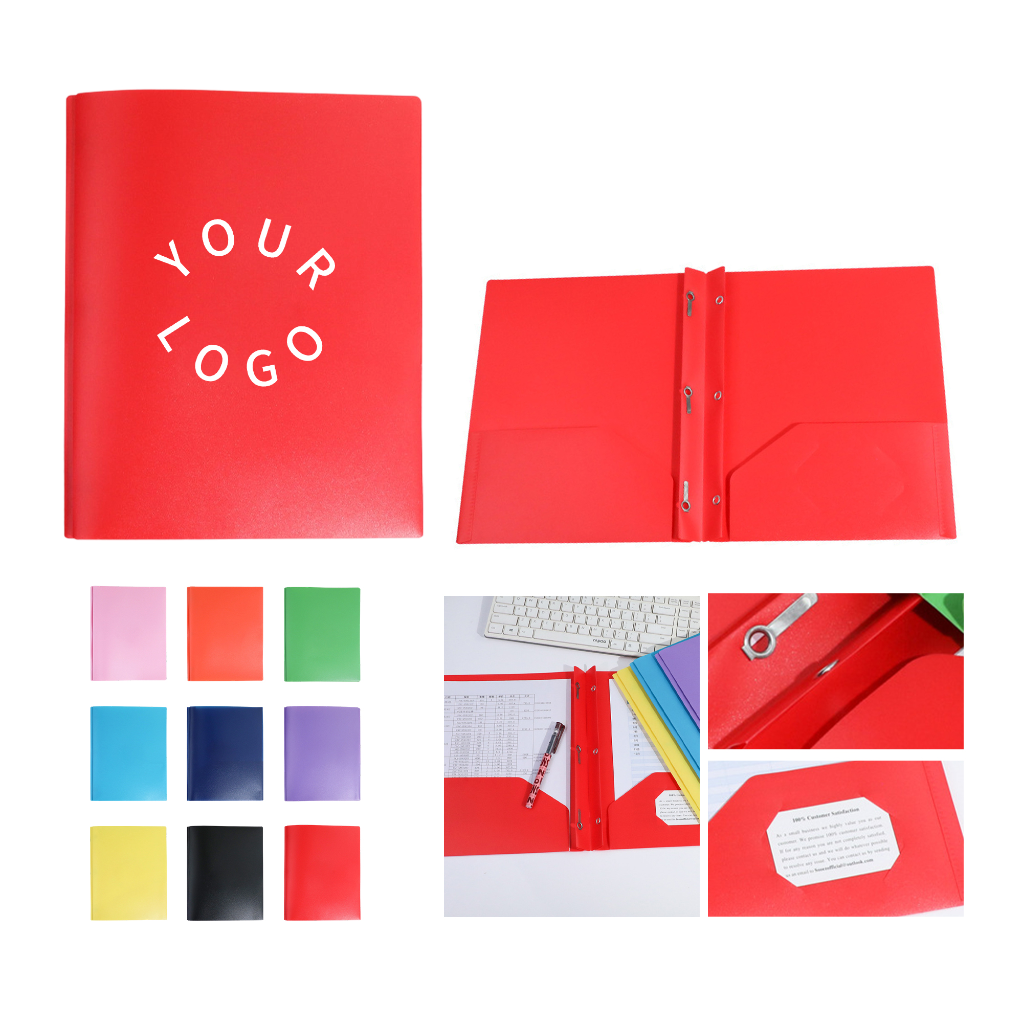A4 Plastic File Folder With Two Pockets And Three Hole Punch 12