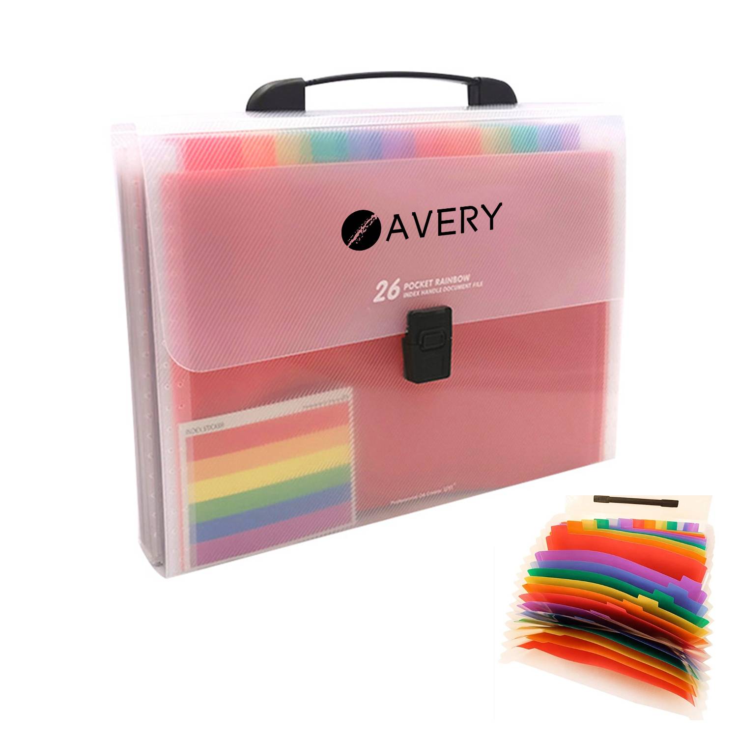 A4 13 Pockets Rainbow Expanding Accordion Handle File Folder 4