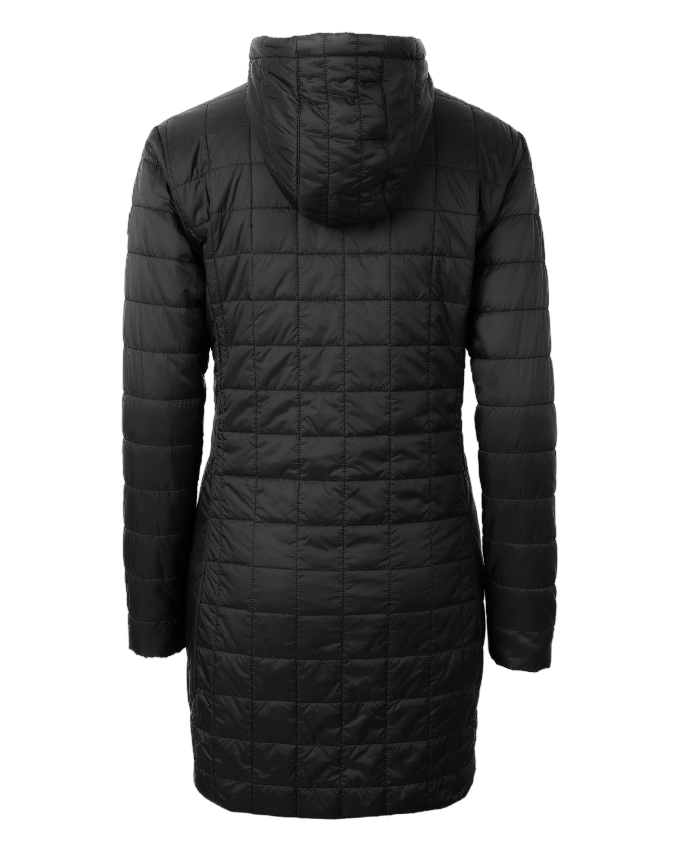 Cutter & Buck Rainier Recycled Insulated Puffer Womens Full Zip Hooded Long Coat 9