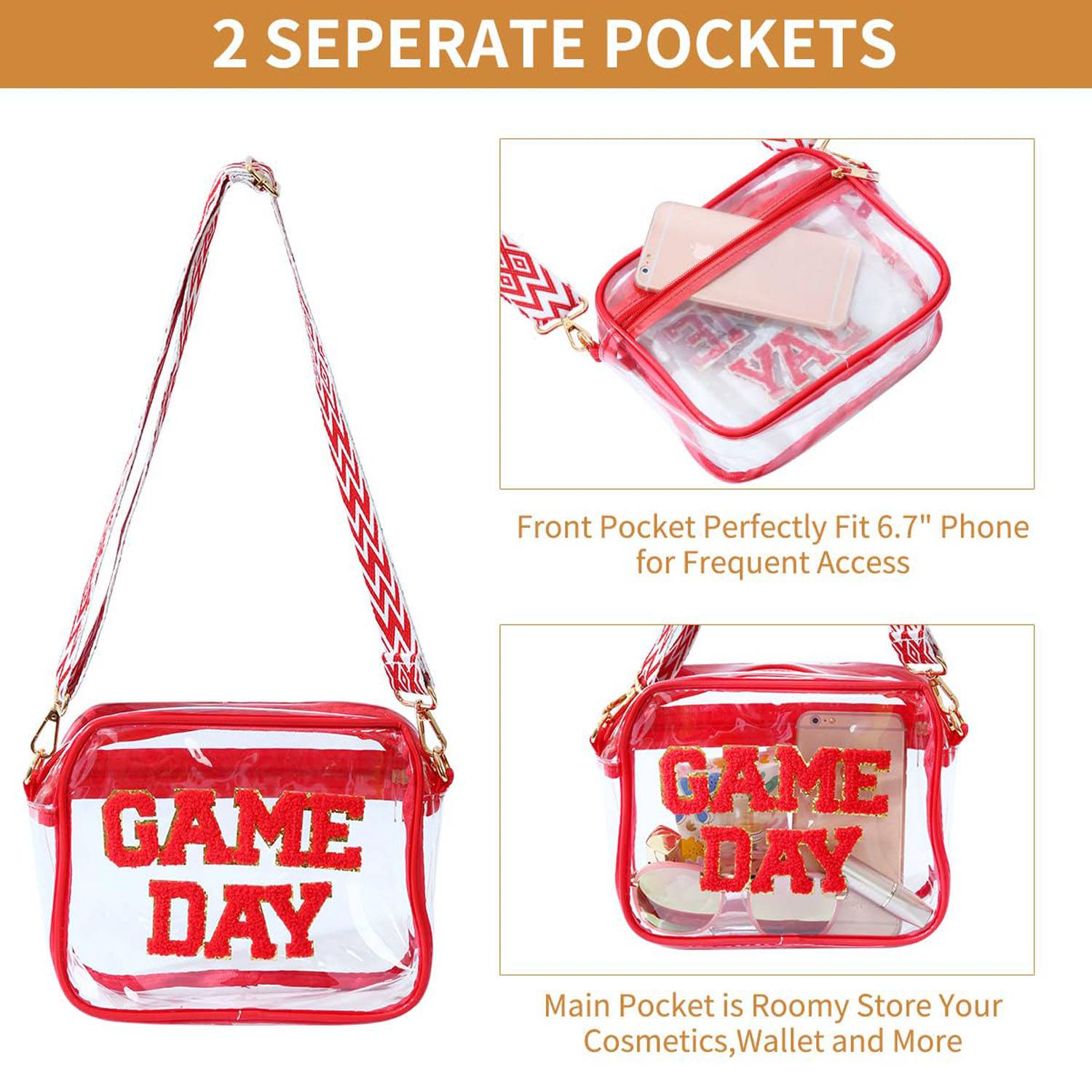 Portable Travel Transparent PVC Makeup Crossbody Bag 7