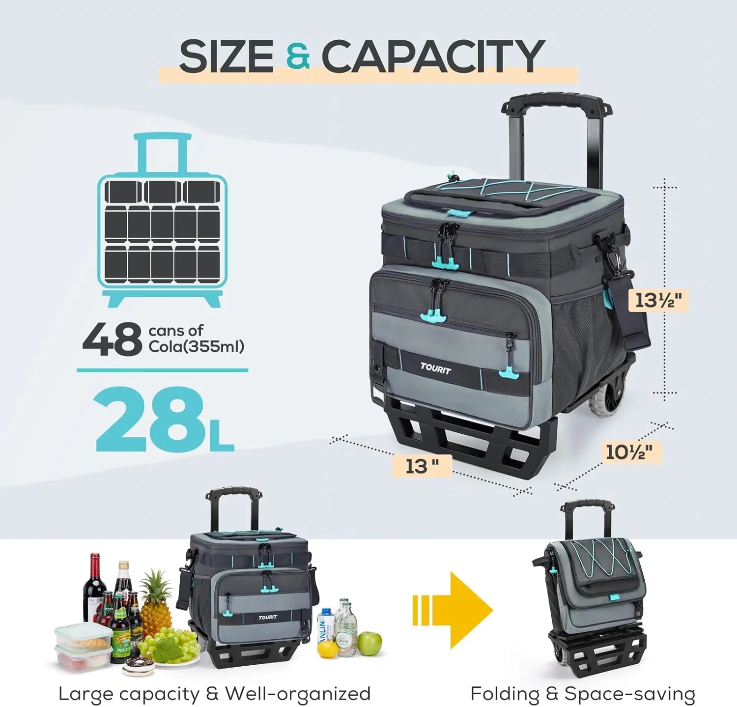 Collapsible Cooler Trolley Bag with Wheels 7
