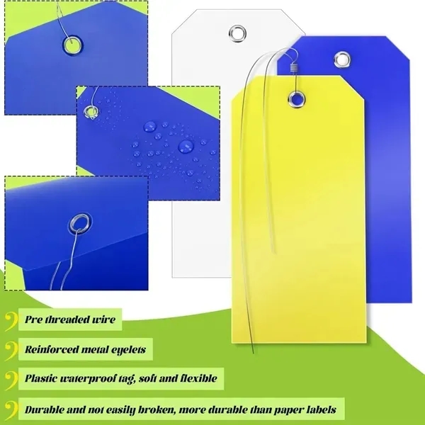 Waterproof Plastic Shipping Tags - Durable Wire Attached 3