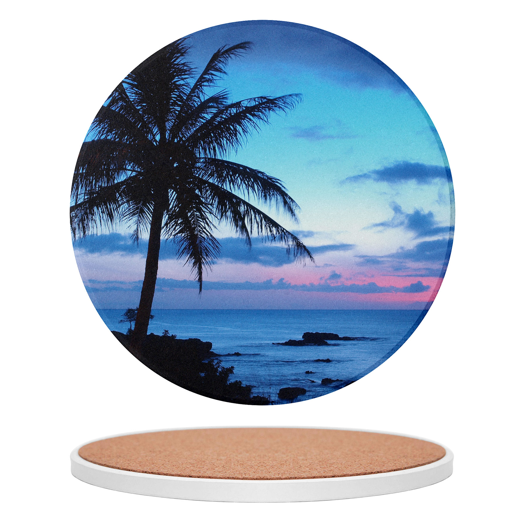 Custom 3.5'' Ceramics Heat-Insulating Coaster With Cork Base 10