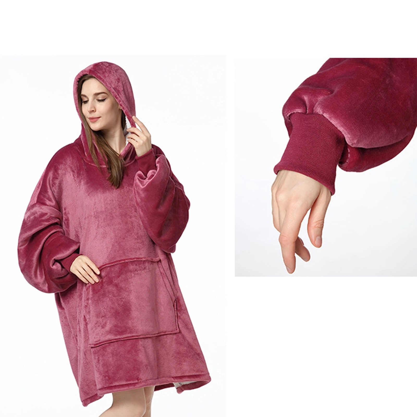 Wearable Blanket Sweatshirt With Big Pocket 2