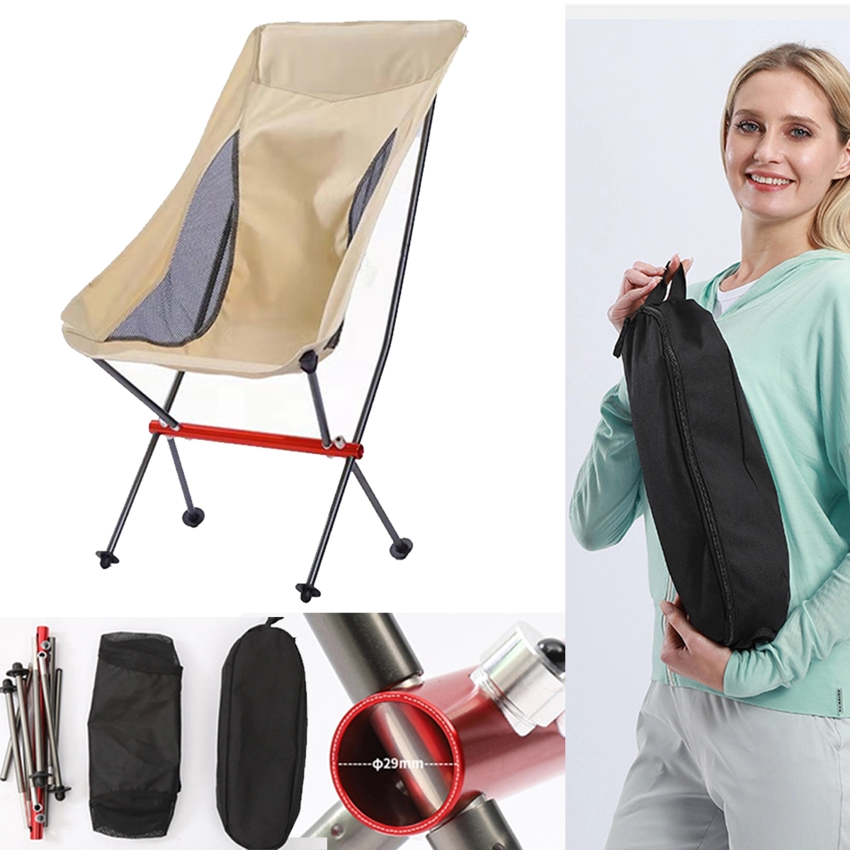 Outsoorable Folding Beach Chair With Travel Bag 2