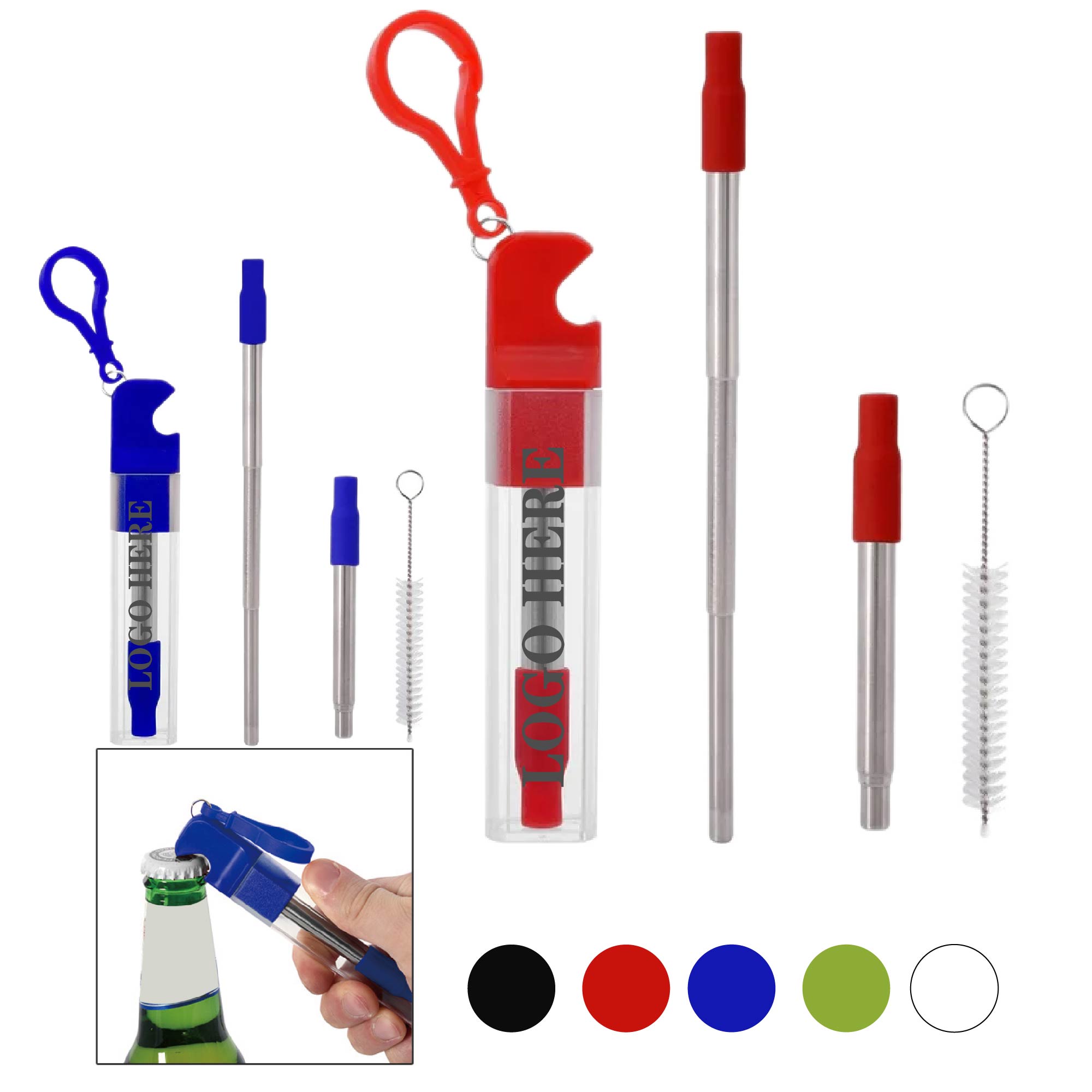 Carabiner Straw Kit with Bottle Opener 1