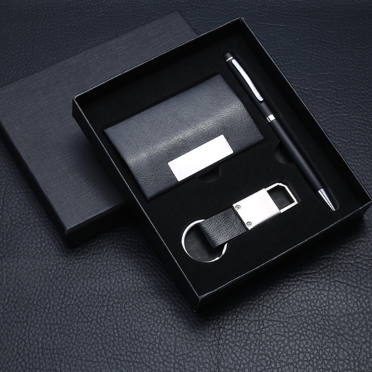 3Pcs Office Ballpoint Pen Card Case Keychain Gift Set 8