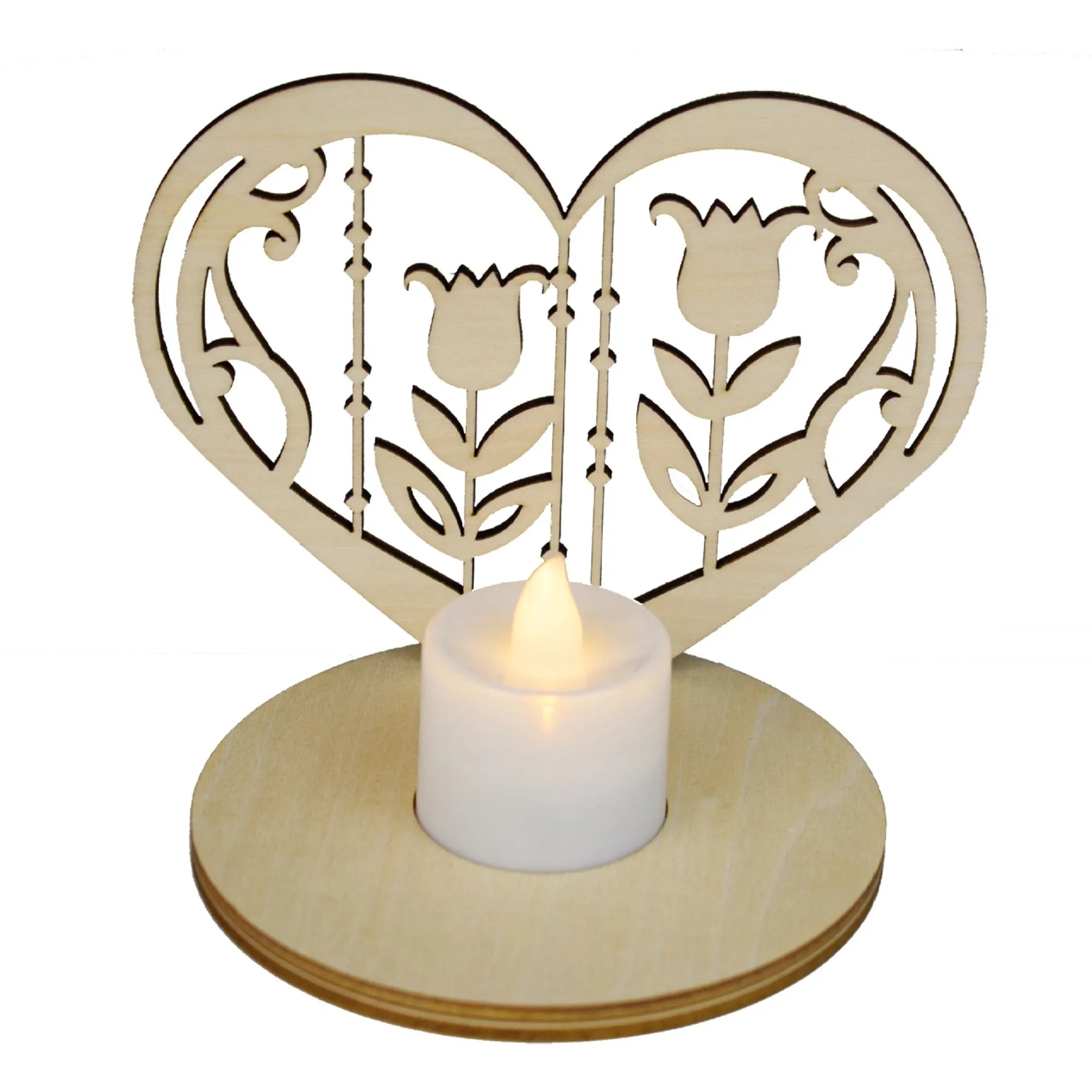 Wood Candle Holders with Tea Light 2