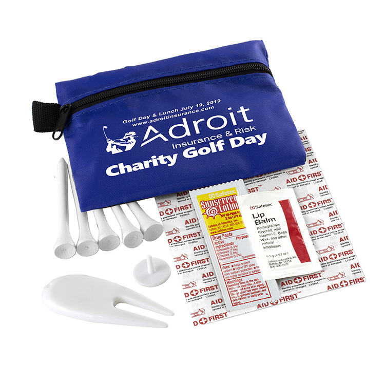 "DEL MONTE" 14 Piece Golf Kit Components inserted into Zipper Pack 28