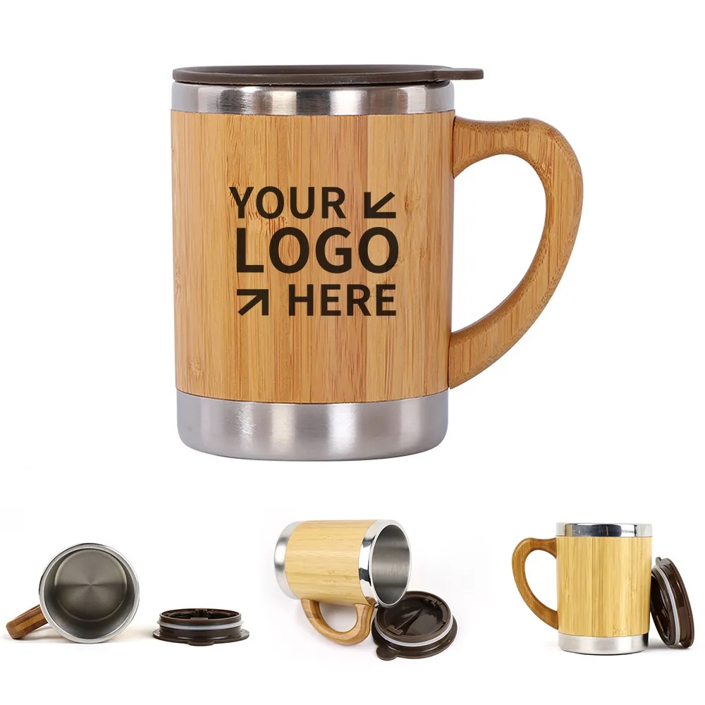 12oz Stainless Steel Bamboo Mug with Lid 4