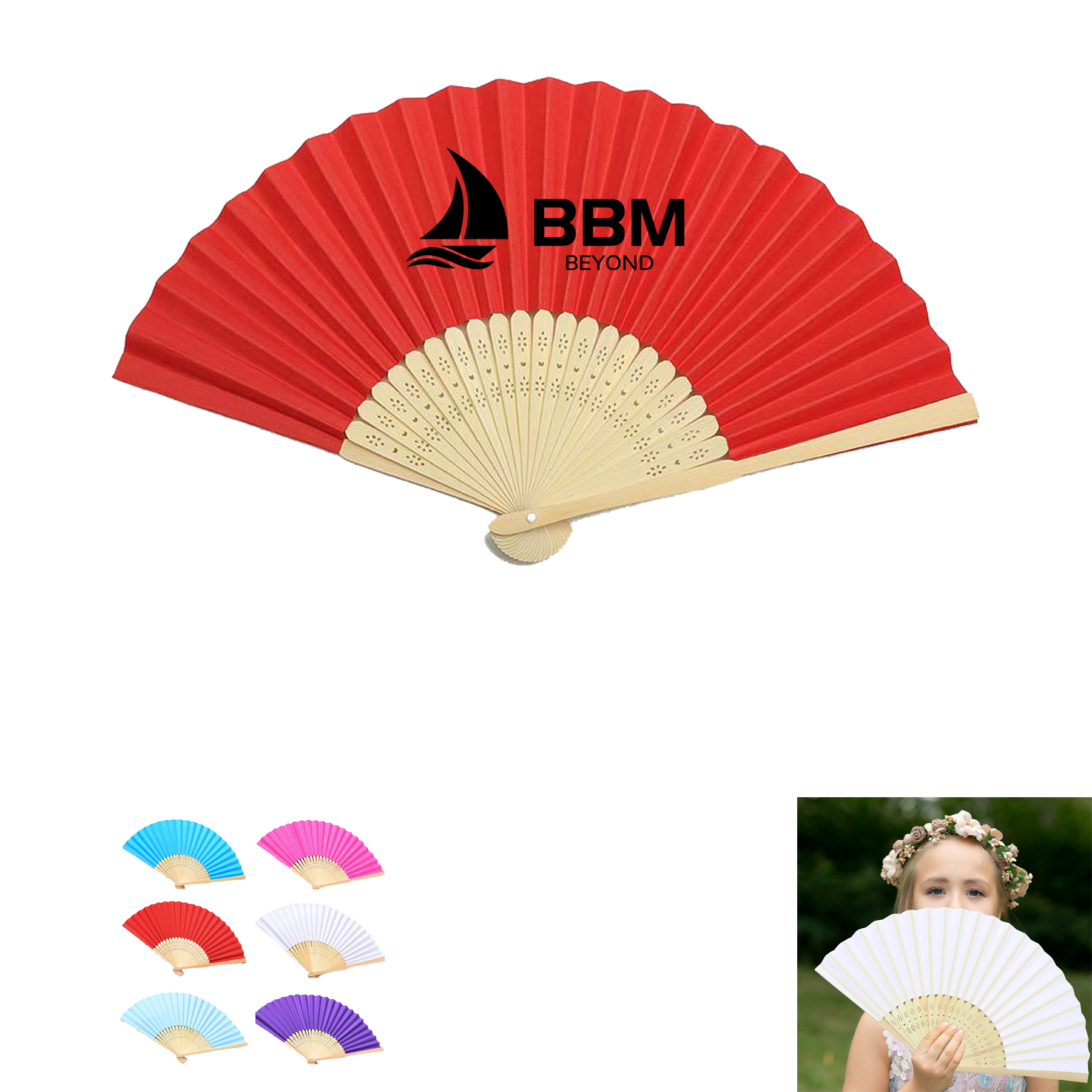Bamboo Handheld Paper Fan 2