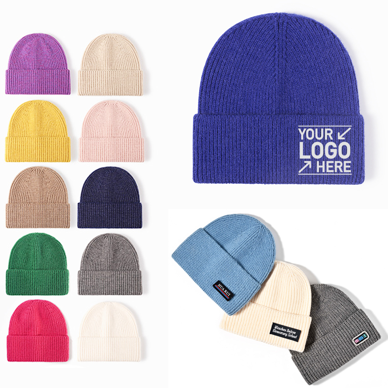Unisex Cuffed Knitted Beanie With Patch Logo 4