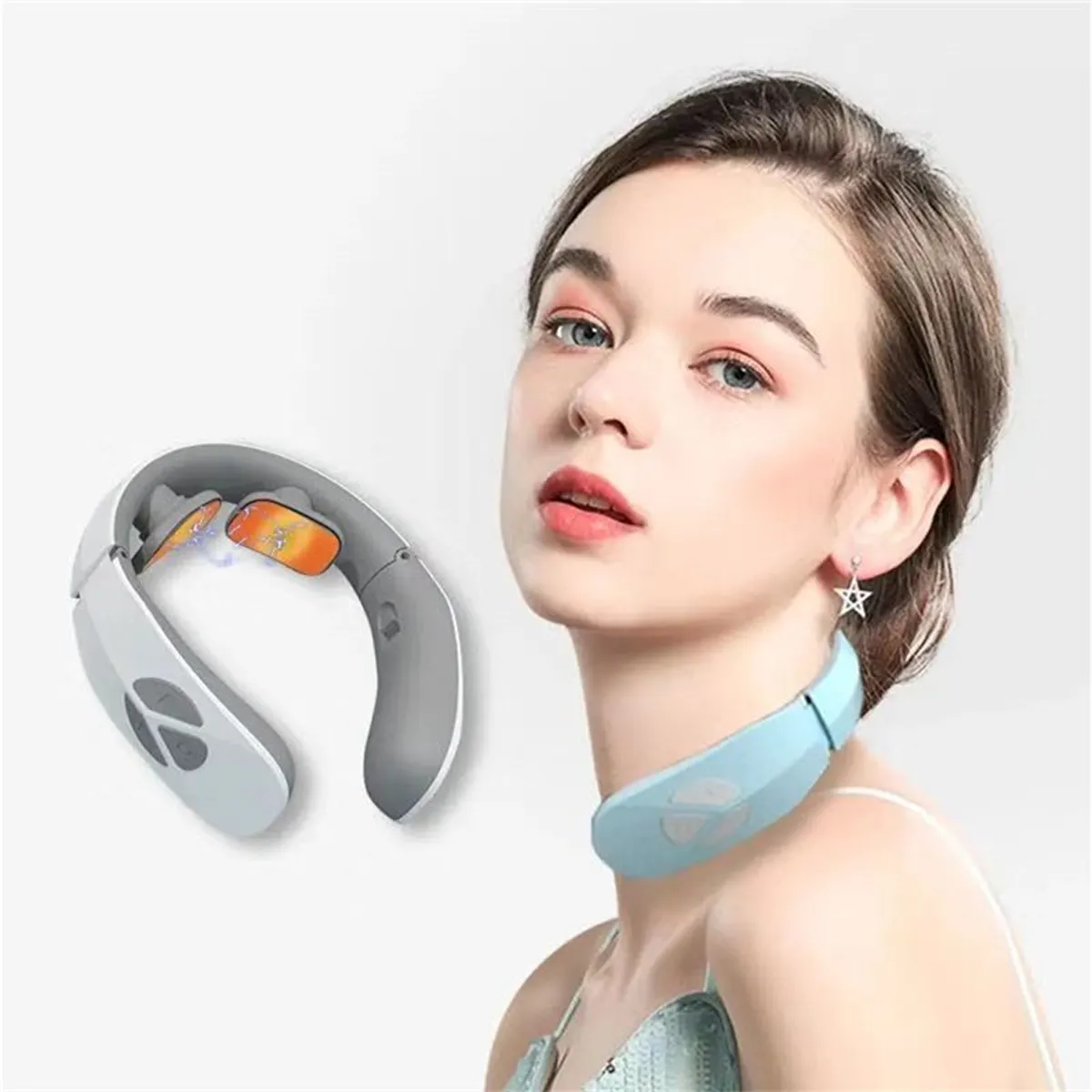 Reduce Fatigue Heat Electric Pulse Neck Massager Vibration 6