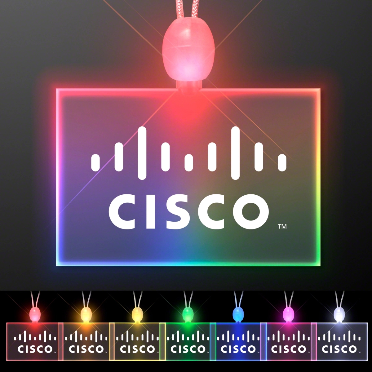Light-up promotional acrylic rectangle necklaces with LED 2