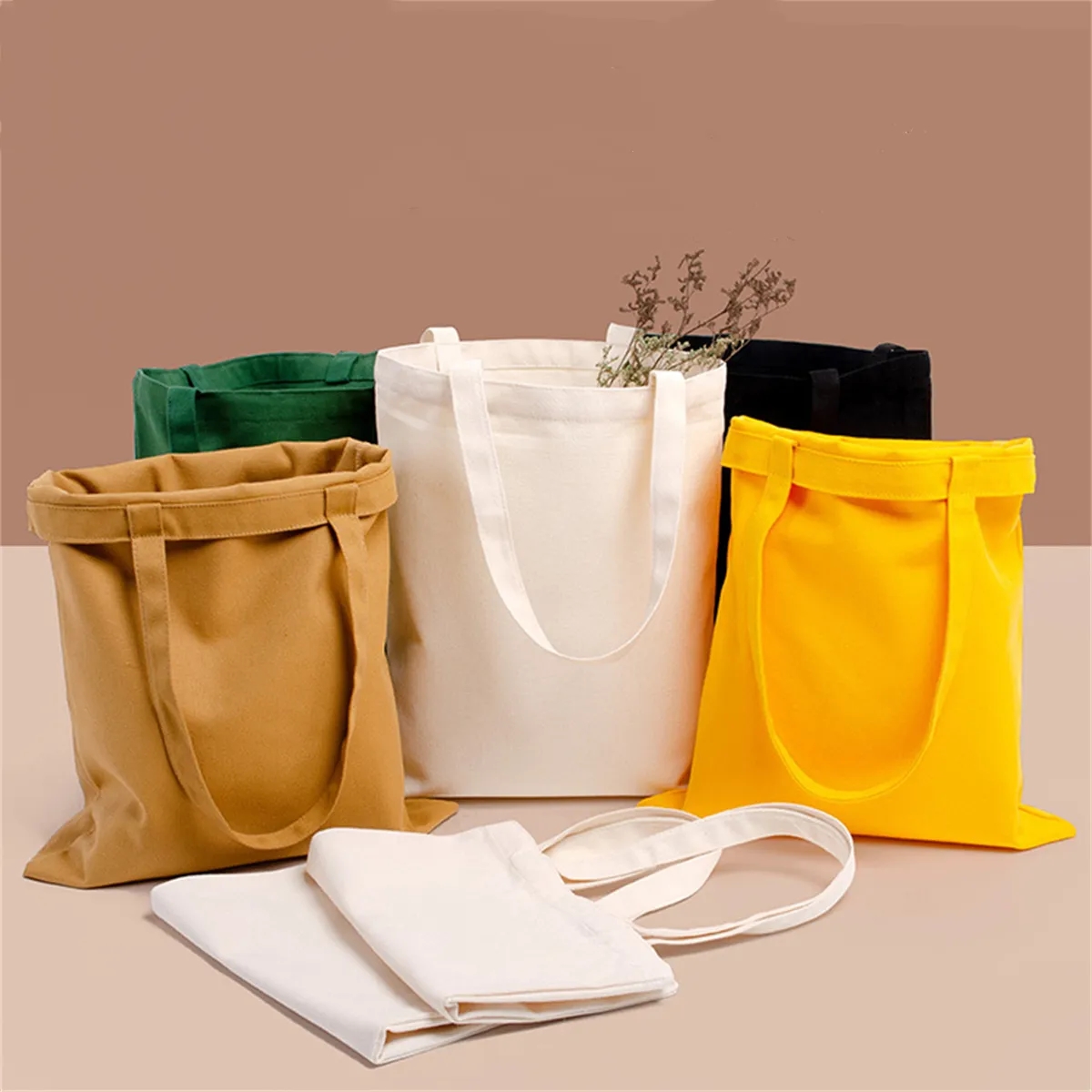 Natural Cotton Cloth Tote Bags 13.4x15.7in 3