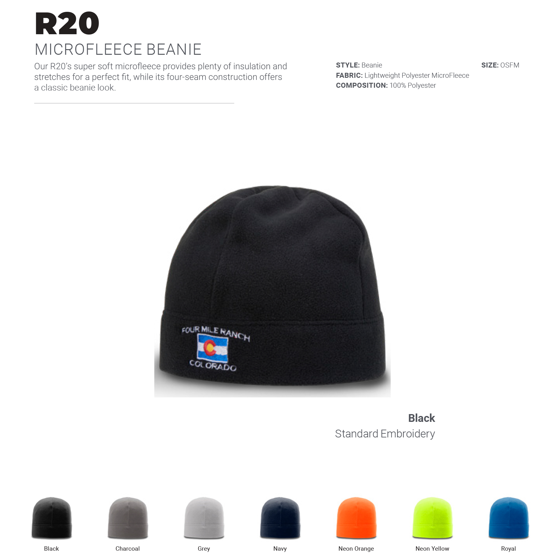 Richardson R20 Microfleece Beanie w/ Embroidery 8