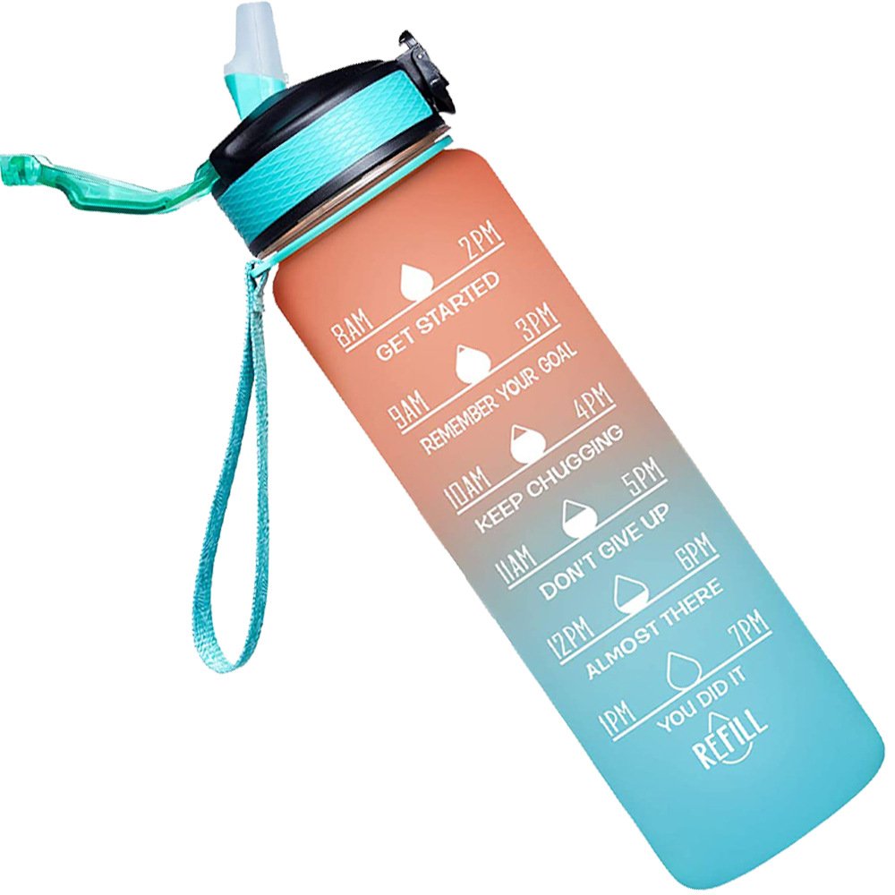 Giotto 32oz Leakproof BPA Free Drinking Water Bottle / Time Marker Straw 2