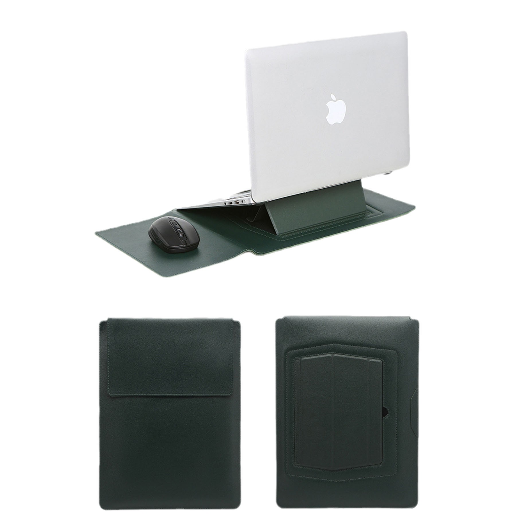 13" PU Leather Laptop Stand Protective Sleeve W/ Mouse Pad 2