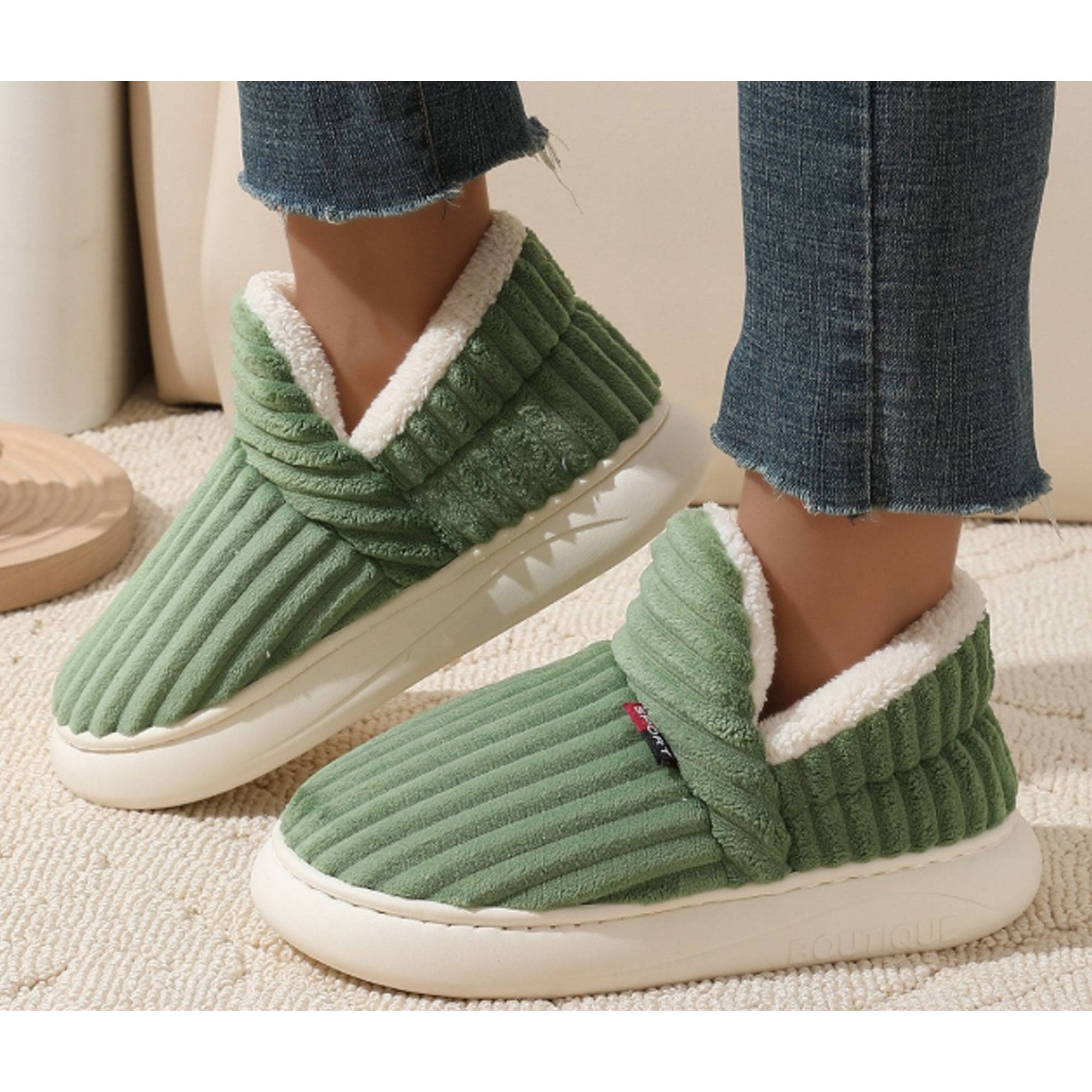 High Back Cotton Slippers w/ PVC Sole 7